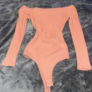 Mauve pink off shoulder fashion nova bodysuit